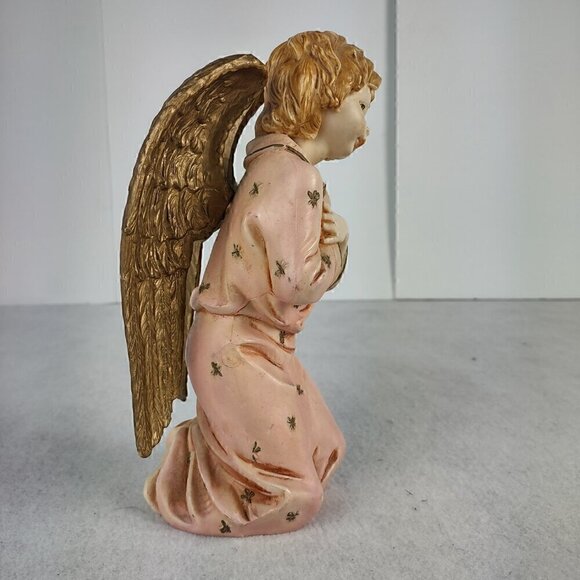 Vintage Lello Kneeling Angel Figurine Large Gold Wings Italy 5501 8 inches Tall - Picture 6 of 8